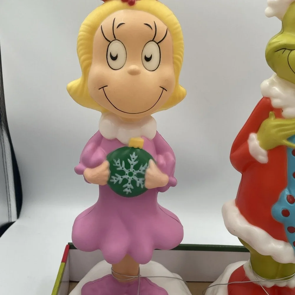 The Grinch and Cindy Lou  14 Inch Tabletop Blow Molds Light up NEW